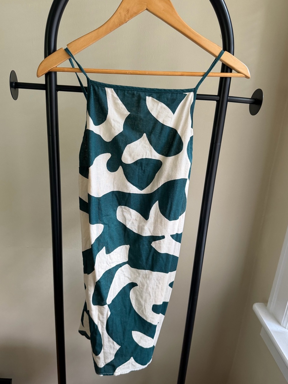 Abercrombie & Fitch Green and White Patterned Slip Dress
